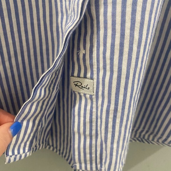 Rails Taylor Banker Stripe With Pearls Top M - Picture 5 of 9
